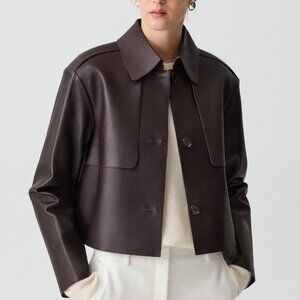 Theory Cropped Leather Trench Coat